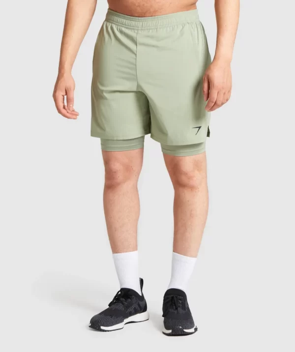 2 In 1 Compression Shorts Light Green