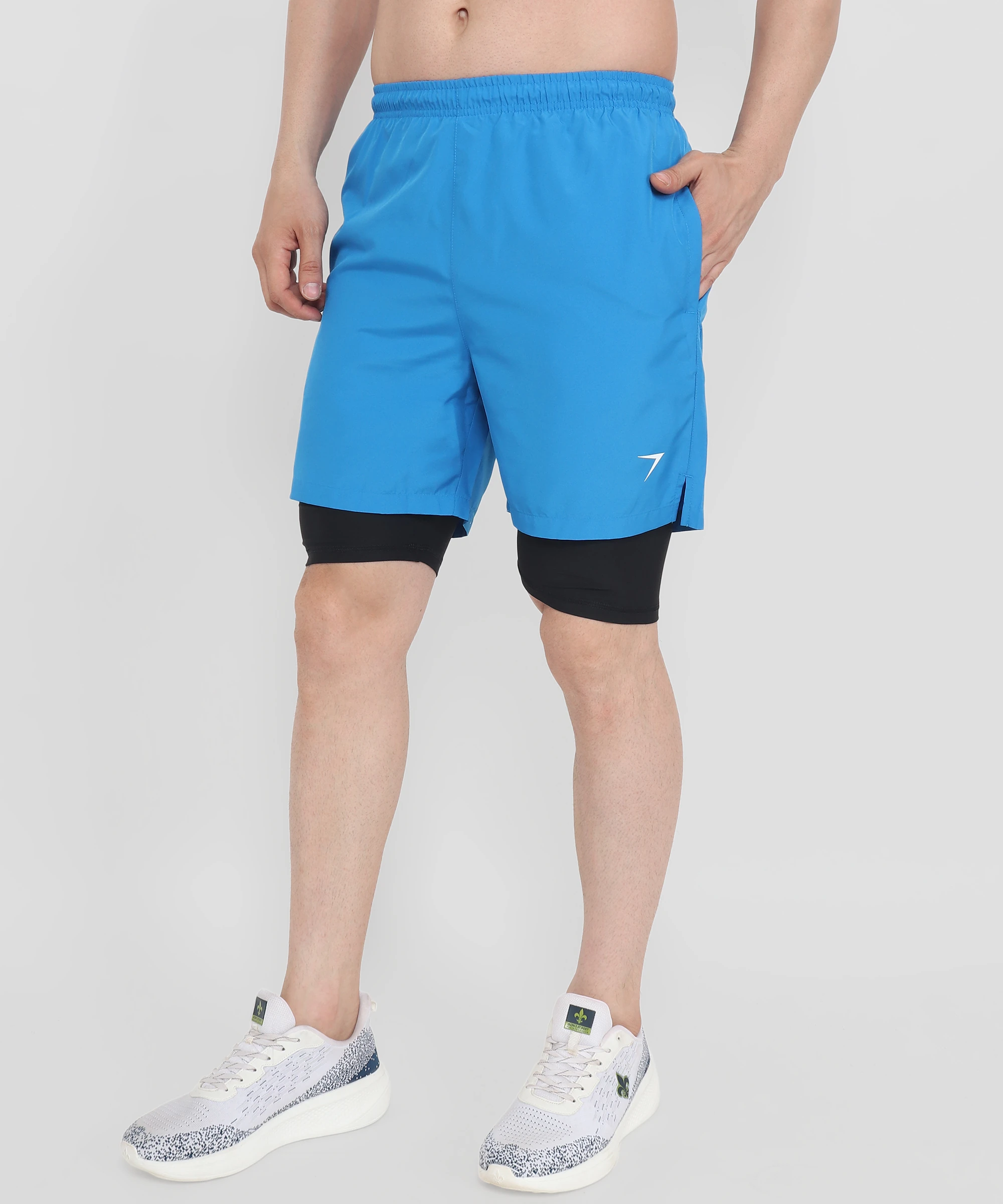  2 In 1 Compression Shorts Shock Blue