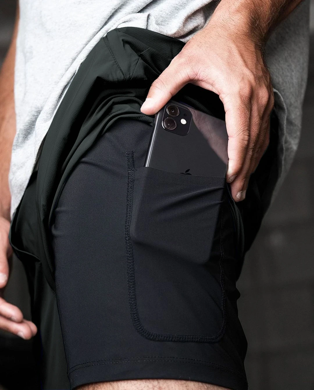 2 in 1 shorts Dark Grey -inside 2 in 1