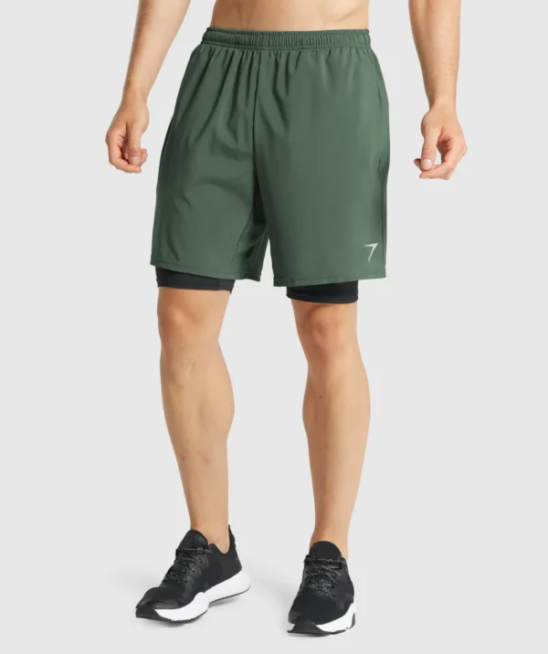 2 In 1 Compression Shorts Green