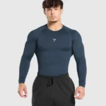 Long Sleeve Compression T-Shirt Teal Blue