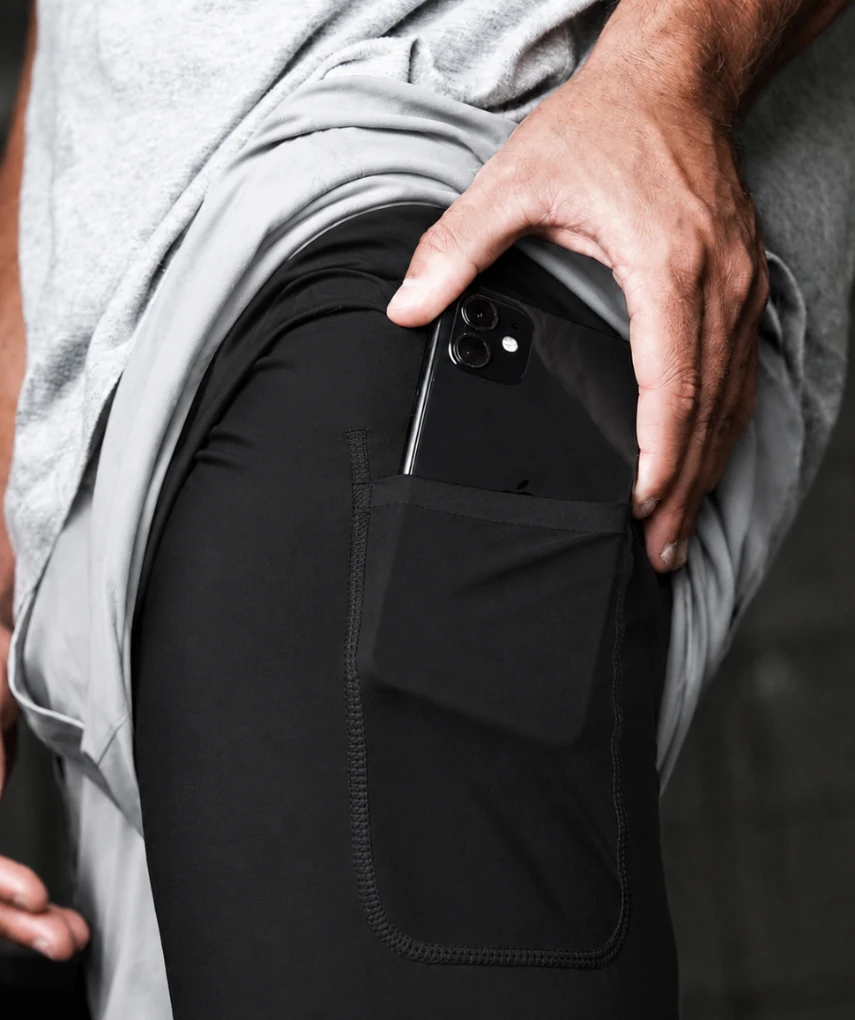 2 In 1 Shorts Full Compression Light Grey