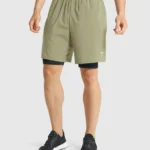 2 In 1 Shorts Golden Olive