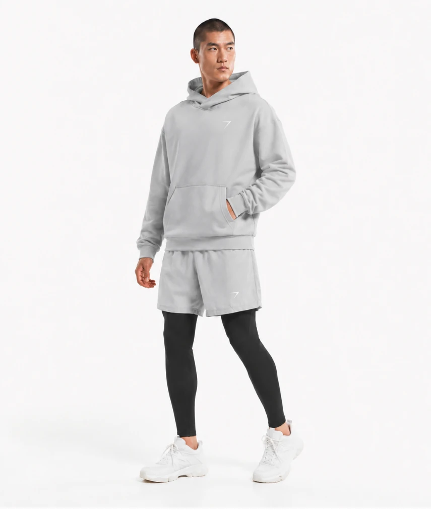 2 In 1 Shorts Full Compression Light Grey