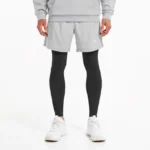 2 In 1 Shorts Full Compression Light Grey