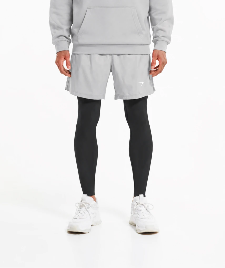 2 In 1 Shorts Full Compression Light Grey