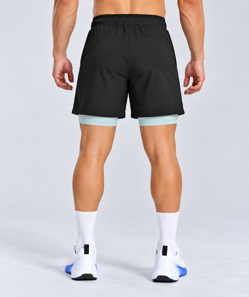 2 In 1 Shorts Black Contrast Mint