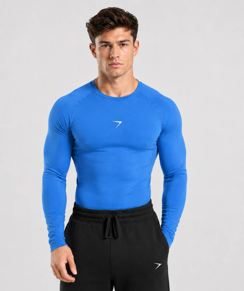 Long Sleeve Compression T-Shirt Shock Blue