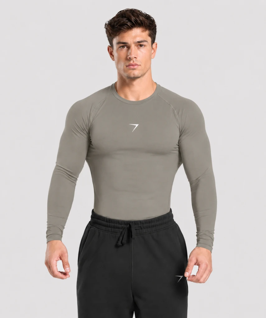 Long Sleeve Compression T-Shirt Stone Grey